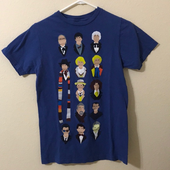 Doctor Who 13 Doctors Faces Blue T-Shirt Small - Picture 1 of 6